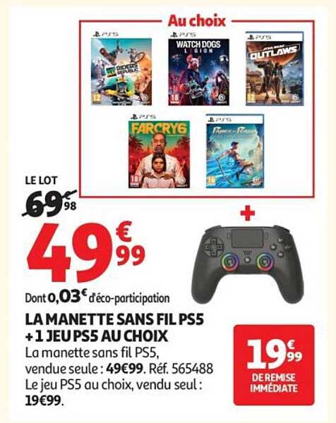 LA MANETTE SANS FIL PS5 + 1 JEU PS5 AU CHOIX