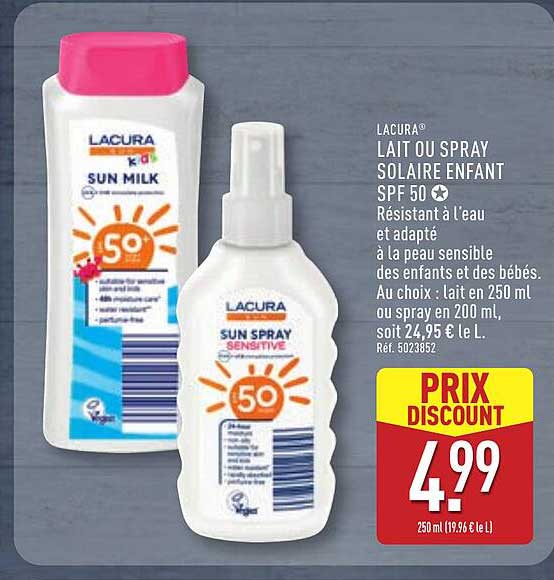 LACURA LAIT OU SPRAY SOLAIRE ENFANT SPF 50