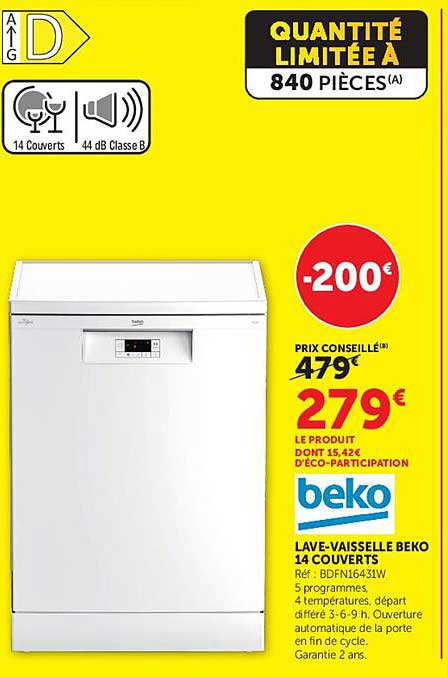 LAVE-VAISSELLE BEKO 14 COUVERTS