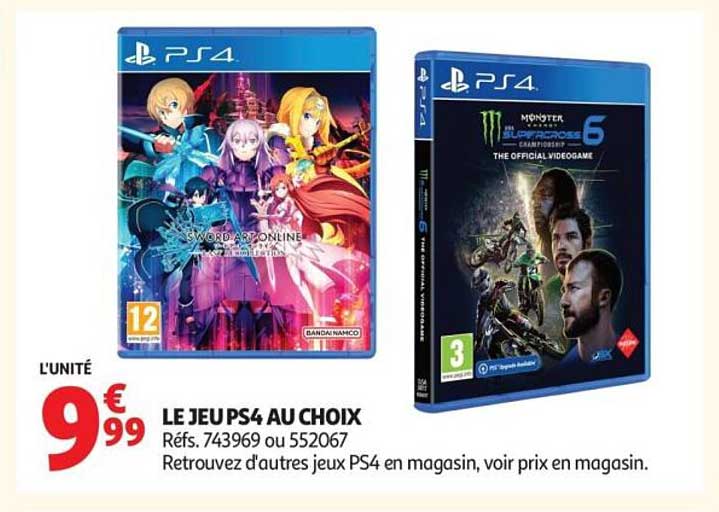 LE JEU PS4 AU CHOIX