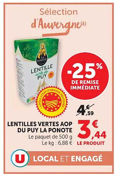 LENTILLES VERTES AOP DU PUY LA PONOTE