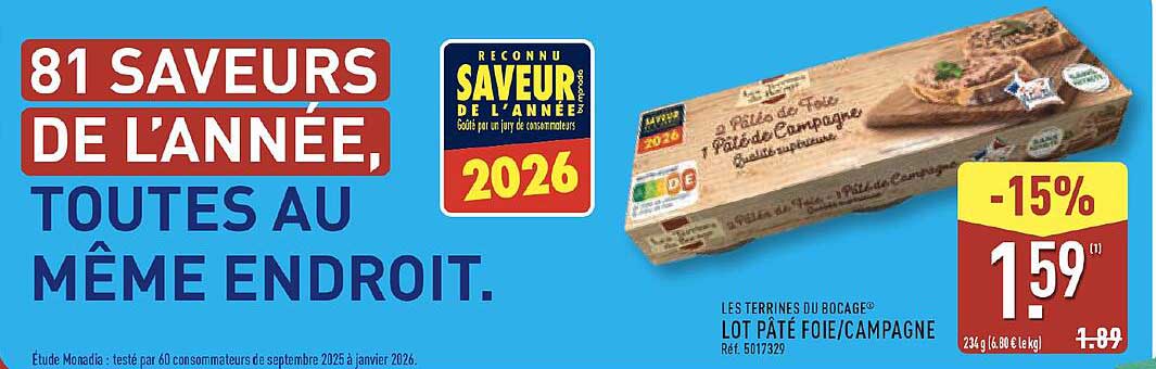 LES TERRINES DU BOCAGE LOT PÂTÉ FOIE/CAMPAGNE