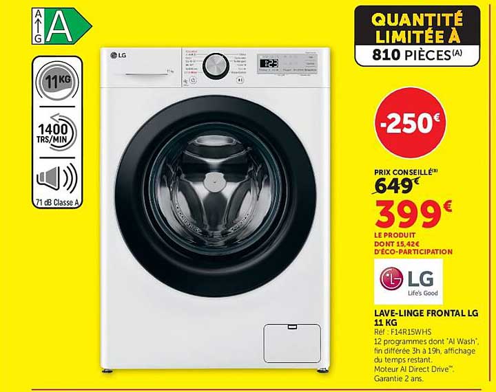 LG LAVE-LINGE FRONTAL LG 11 KG