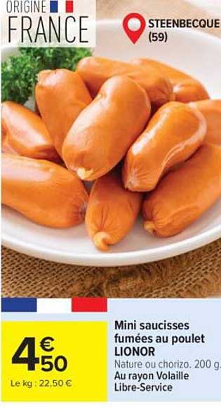 LIONOR Mini saucisses fumées au poulet