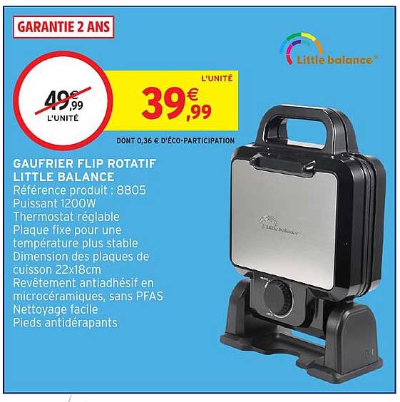 Little balance Gaufrier Flip Rotatif