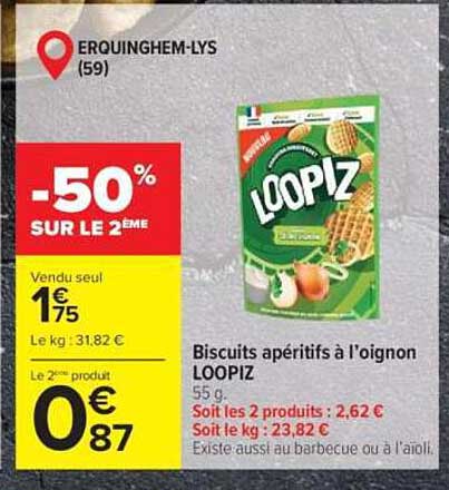 LOOPIZ Biscuits apéritifs à l’oignon
