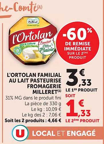 L'Ortolan Familial au lait fromageerie MILLERIE