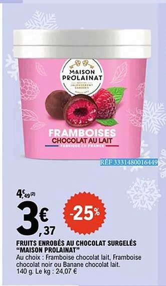 Maison Prolainat FRAMBOISES CHOCOLAT AU LAIT