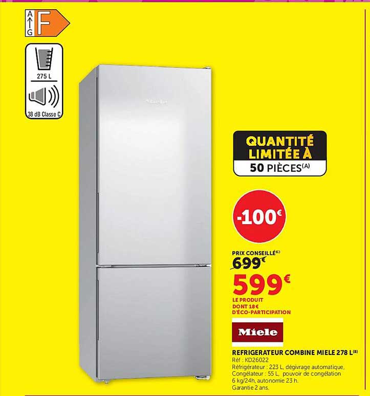 Miele REFRIGERATEUR COMBINE MIELE 278 L