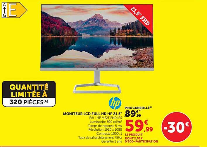 Moniteur LCD Full HD HP 21.5