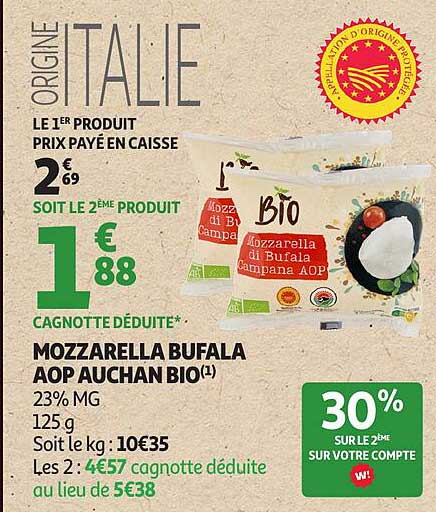 Mozzarella Bufala AOP Auchan Bio