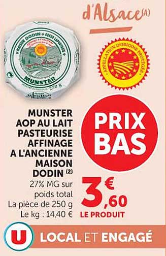 Munster AOP au lait pasteurisé