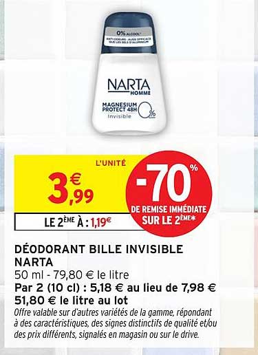 Narta Déodorant Bille Invisible