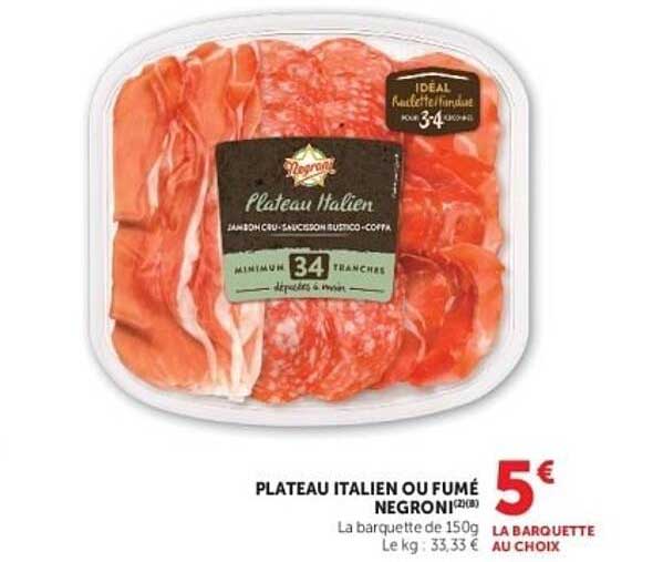 Negroni Plateau Italien ou fumé