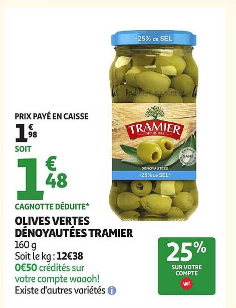 OLIVES VERTES DÉNOYAUTÉES TRAMIER