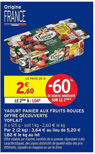 Panier Yoplait Yaourt aux fruits rouges