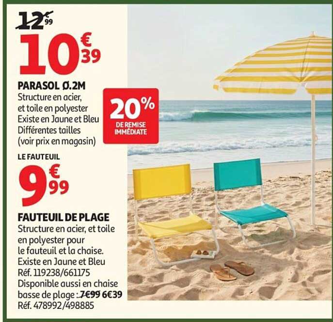 PARASOL FAUTEUIL DE PLAGE