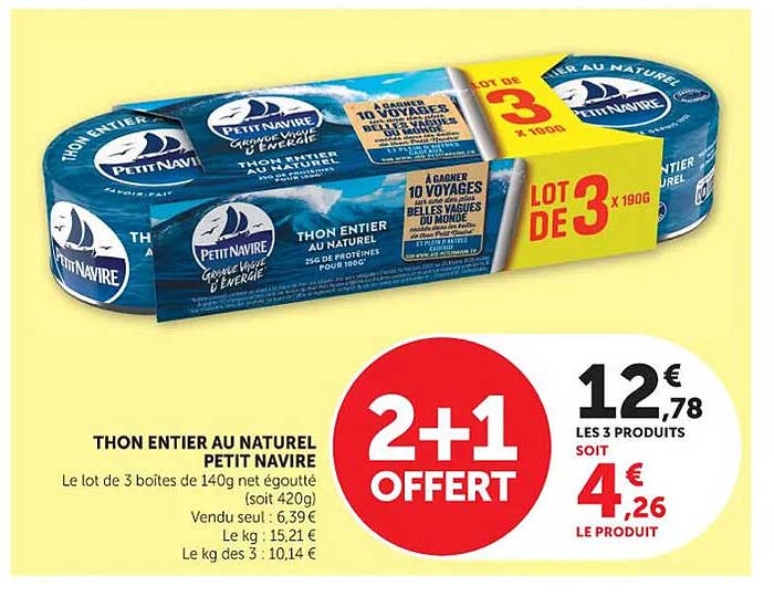 Petit Navire Thon entier au naturel