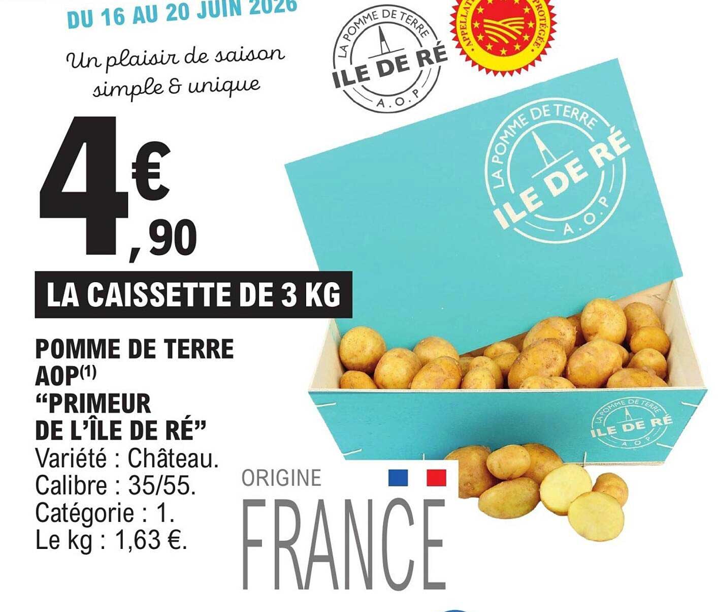 Pomme de terre AOP"Primeur de l’Île de Ré