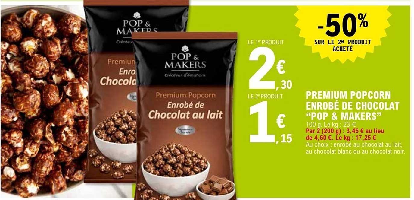 POP & MAKERS Premium Popcorn Enrobé de Chocolat au lait