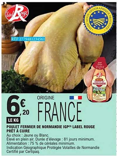 Poulet fermier de Normandie IGP Label Rouge