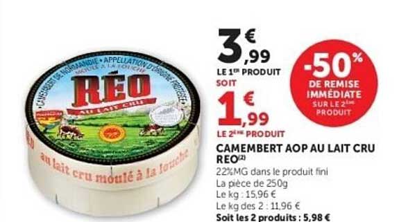 REO CAMEMBERT AOP AU LAIT CRU