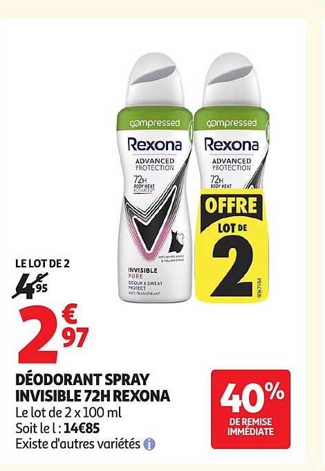 Rexona Déodorant Spray Invisible 72H