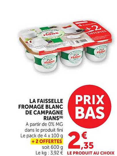 Rians La faisselle Fromage blanc de campagne