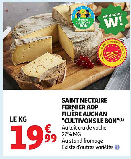 SAINT NECTAIRE FERMIER AOP FILIERE AUCHAN