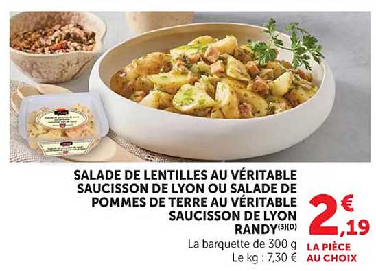 SALADE DE LENTILLES AU VÉRITABLE SAUCISSON DE LYON
