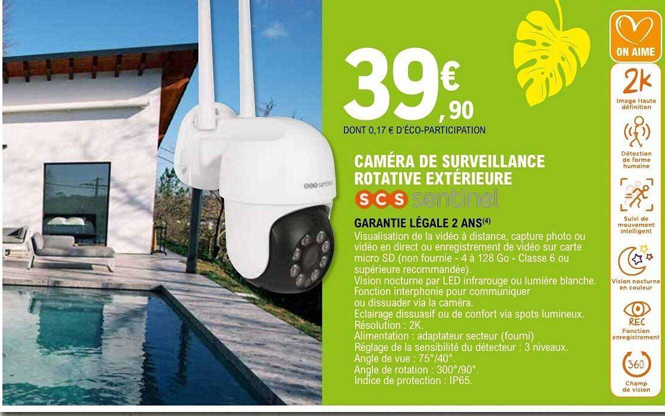 SCS Sentinel caméra de surveillance rotative extérieure