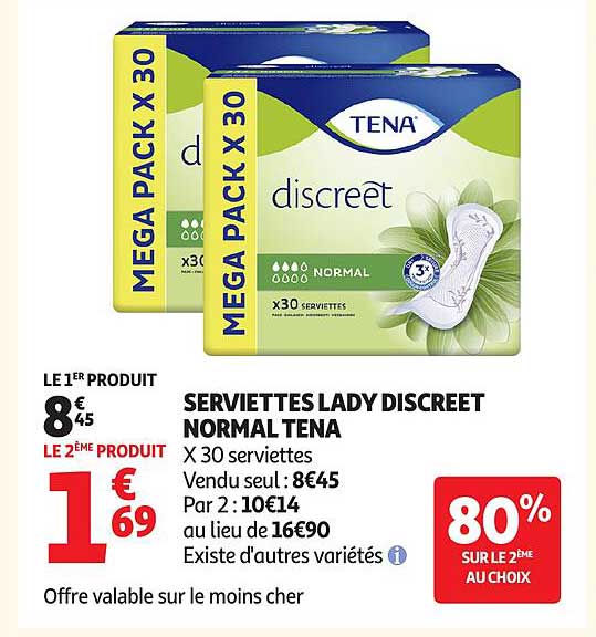 SERVIETTES LADY DISCREET NORMAL TENA