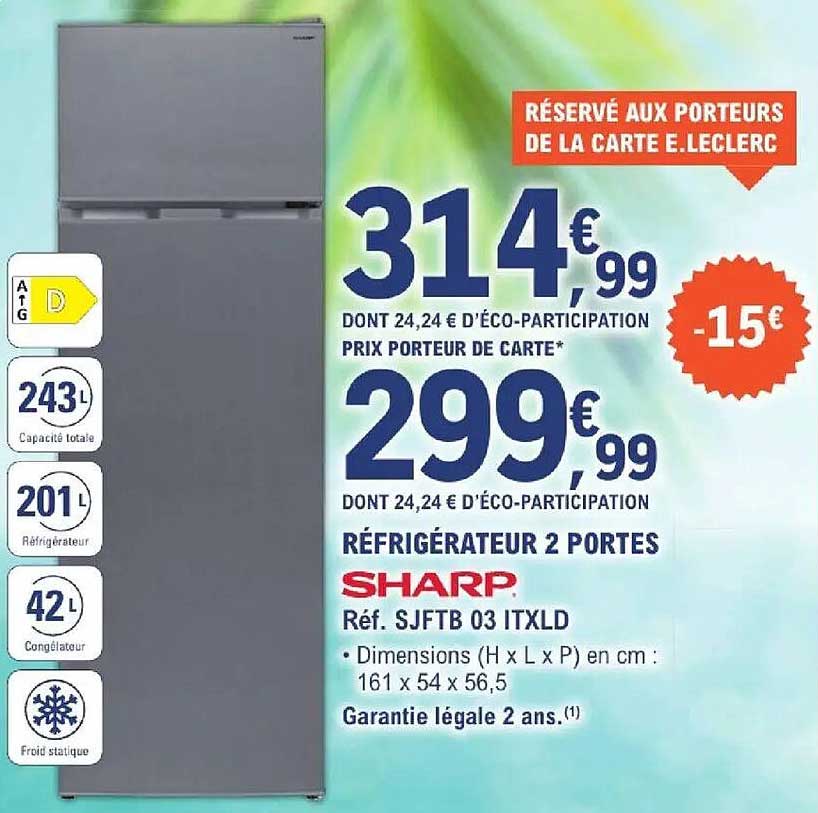 SHARP Réfrigérateur 2 portes
