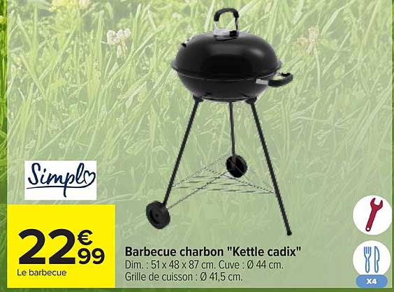Simplo Barbecue charbon "Kettle cadix