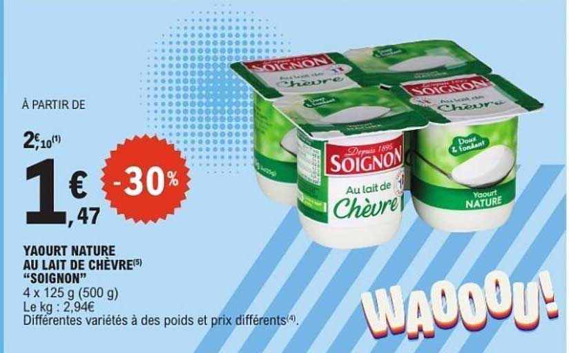 Soignon Yaourt nature au lait de chèvre