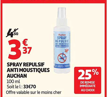 Spray répulsif anti moustiques Auchan