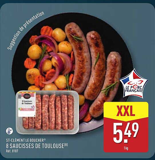 ST-CLÉMENT LE BOUCHER 8 SAUCISSES DE TOULOUSE