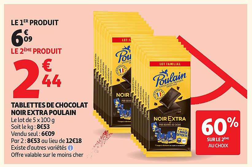 Tablettes de chocolat noir extra Poulain