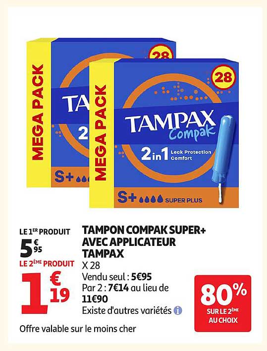 TAMPON COMPAK SUPER+ AVEC APPLICATEUR TAMPAX