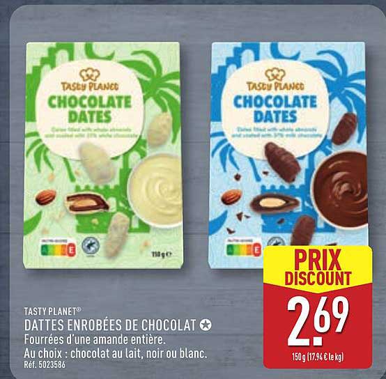TASTY PLANET DATTES ENROBÉES DE CHOCOLAT