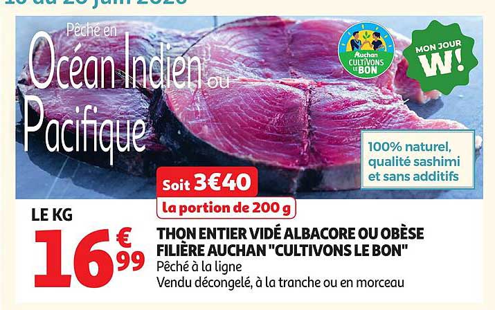 THON ENTIER VIDÉ ALBACORE OU OBÈSE