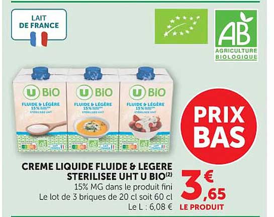 U Bio Crème liquide fluide & légère