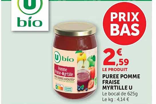 U bio Purée pomme fraise myrtille u
