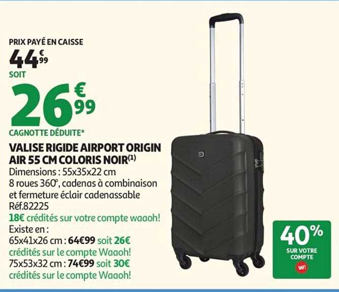VALISE RIGIDE AIRPORT ORIGIN AIR 55 CM NOIR