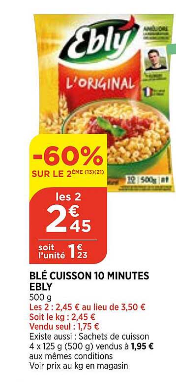 blé cuisson 10 minutes ebly