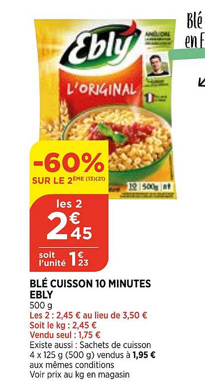blé cuisson 10 minutes ebly