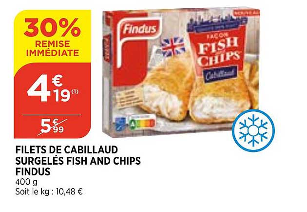 filets de cabillaud surgelés fish and chips findus