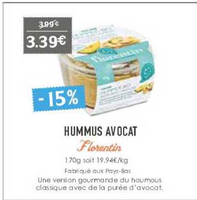 hummus avocat florentin