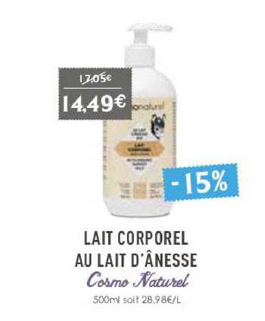 lait corporel au lait d'ânesse cosmo naturel