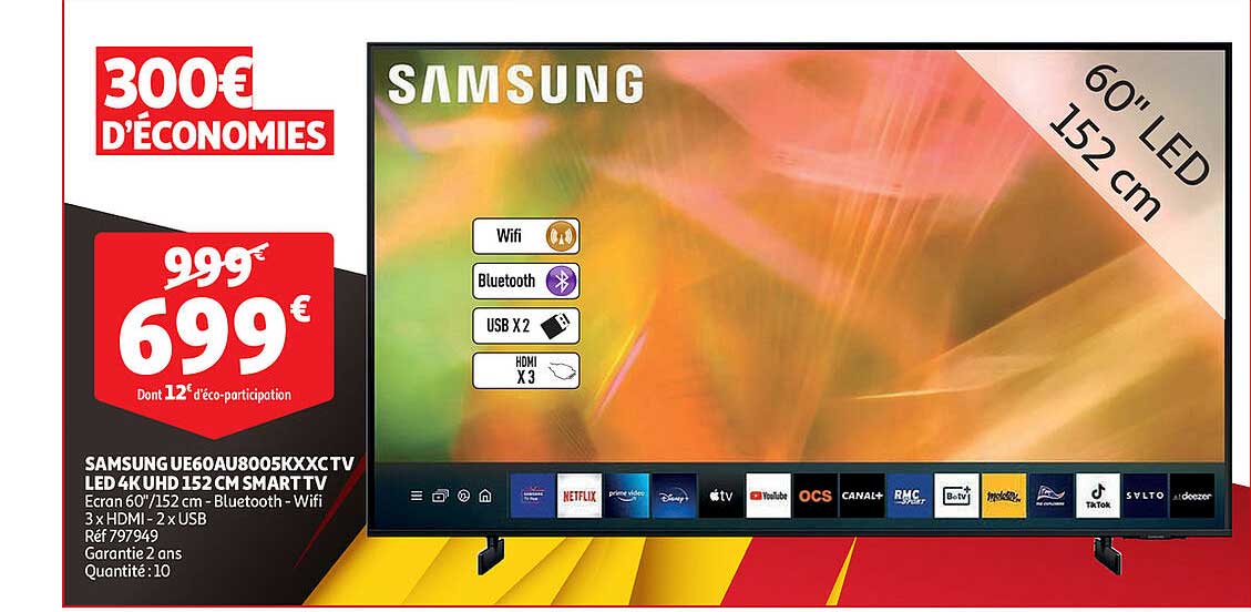 Samsung Ue60au8005kxxctv Led 4k Uhd 152 Cm Smart Tv